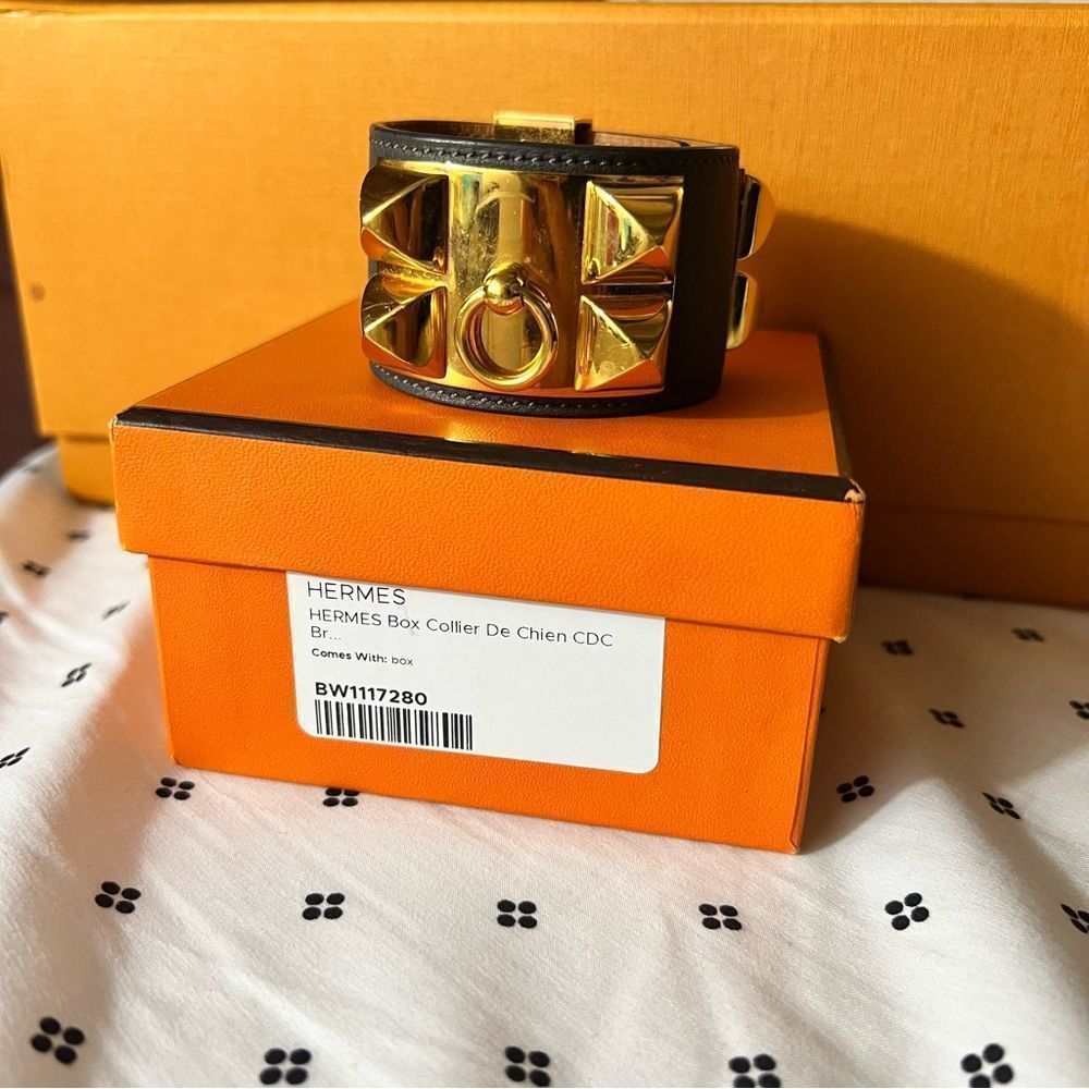 Hermes Box Collier de Chien CDC bracelet cuff S chocolate GHW